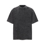 Vintage Washed Distressed Short Sleeve Panel Design Tee