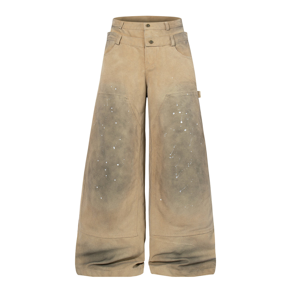 Distressed Detailing Vintage Wide Leg Painter Pants