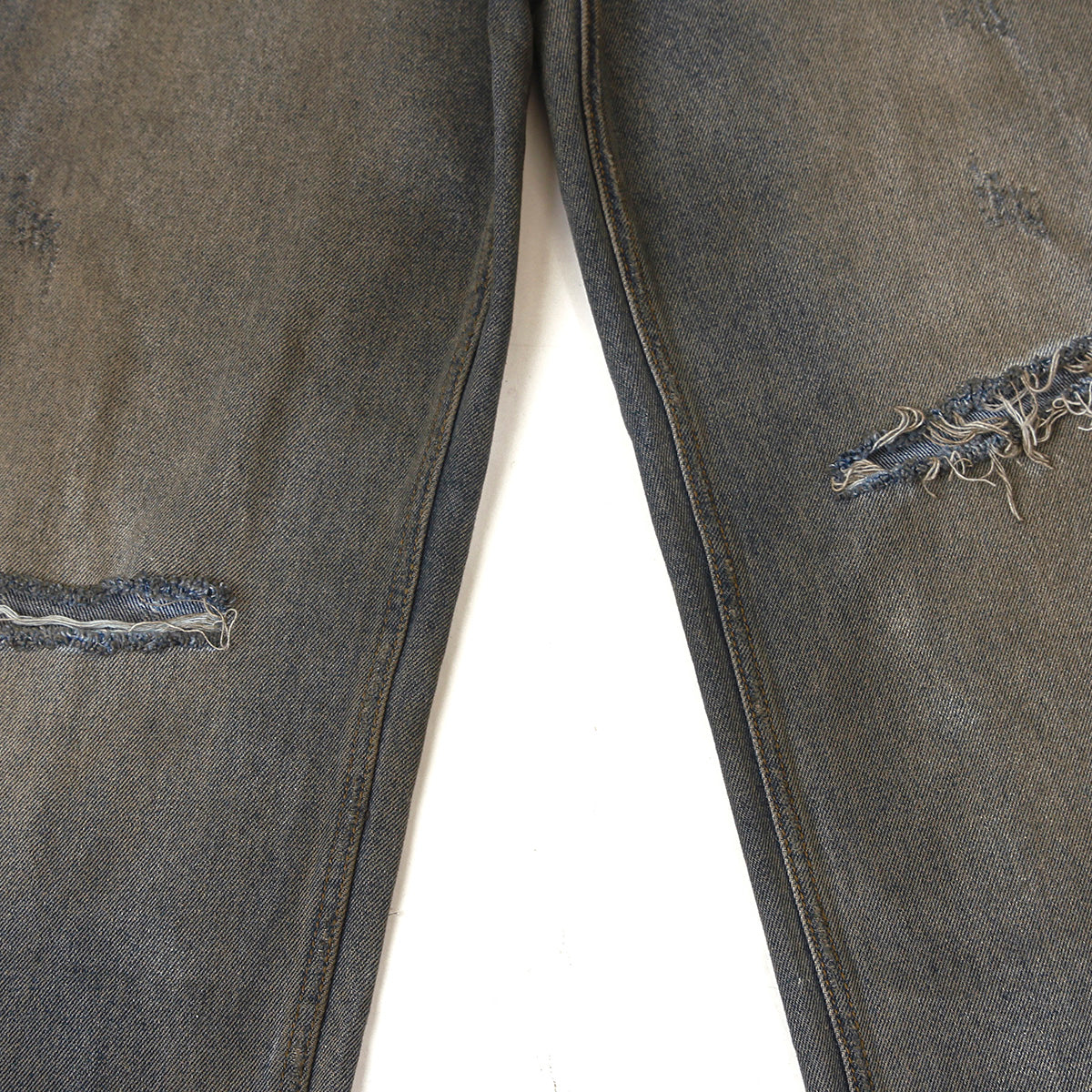 Wrinkle Wash Heavy Ripped Denim Pants