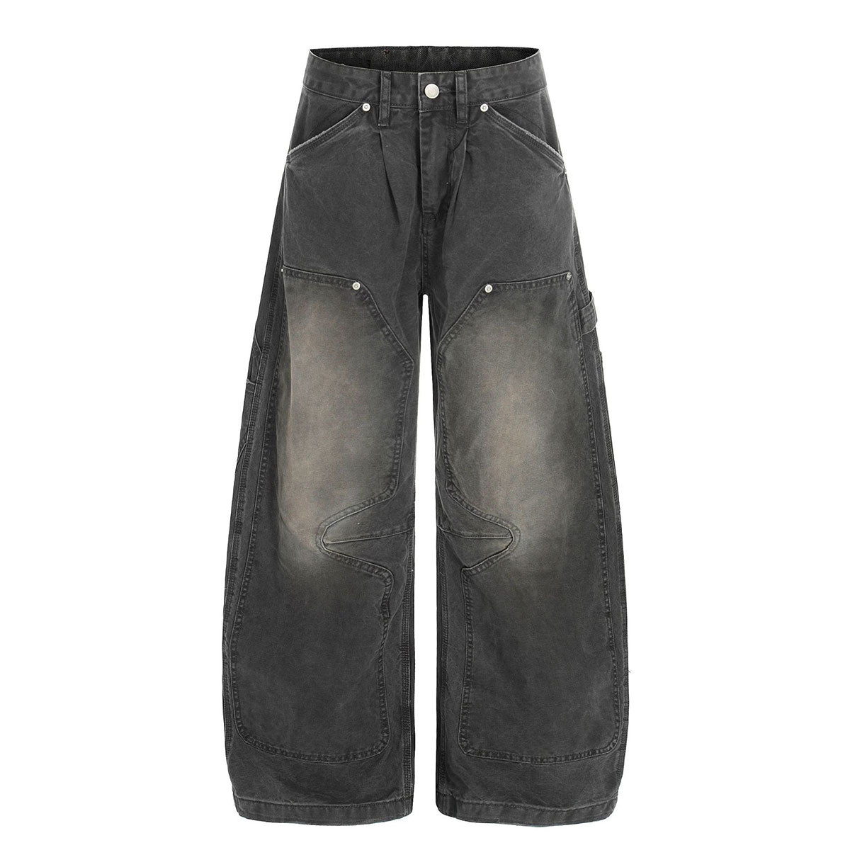 Distressed High Waist Wide Leg Denim Jeans