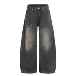 Distressed High Waist Wide Leg Denim Jeans