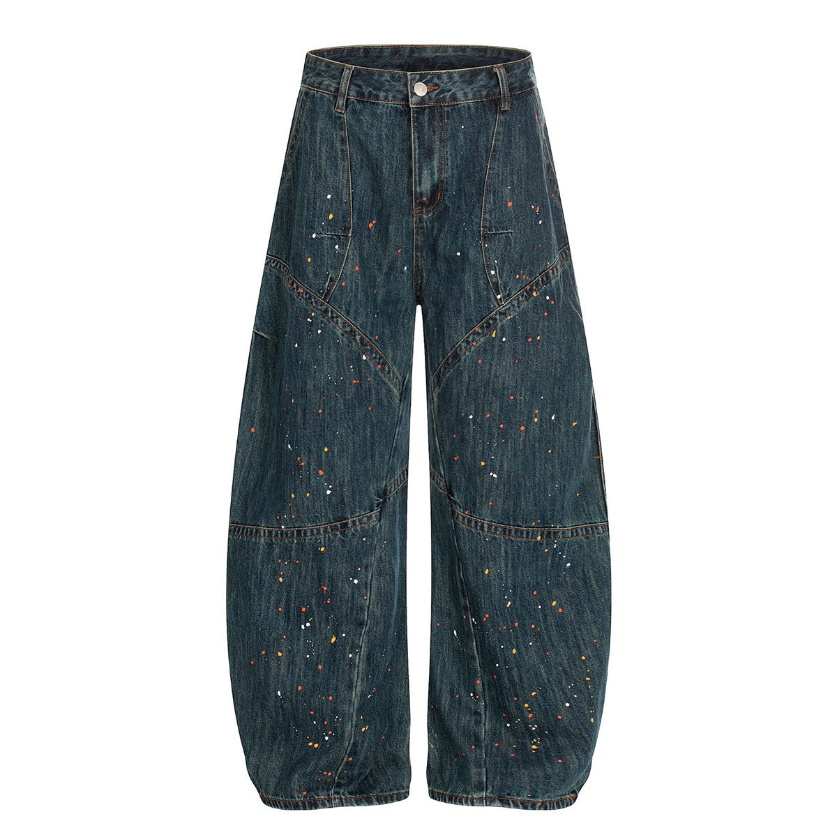 Paint Splatter American High Street Wide Denim