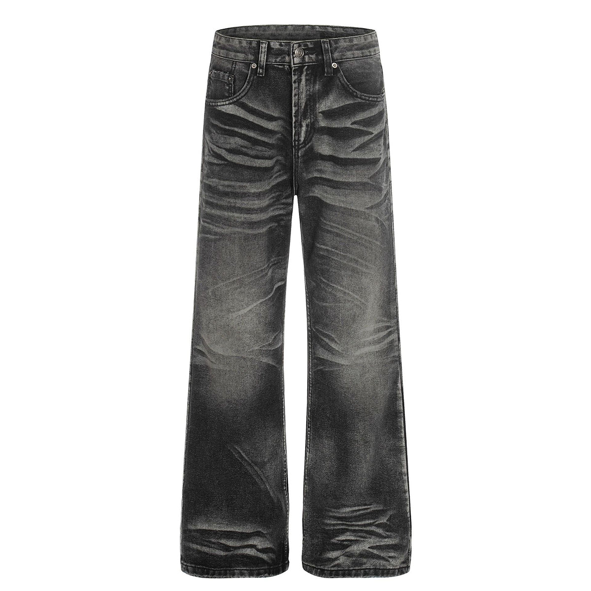 American High-Street Black Washed Flared Jeans