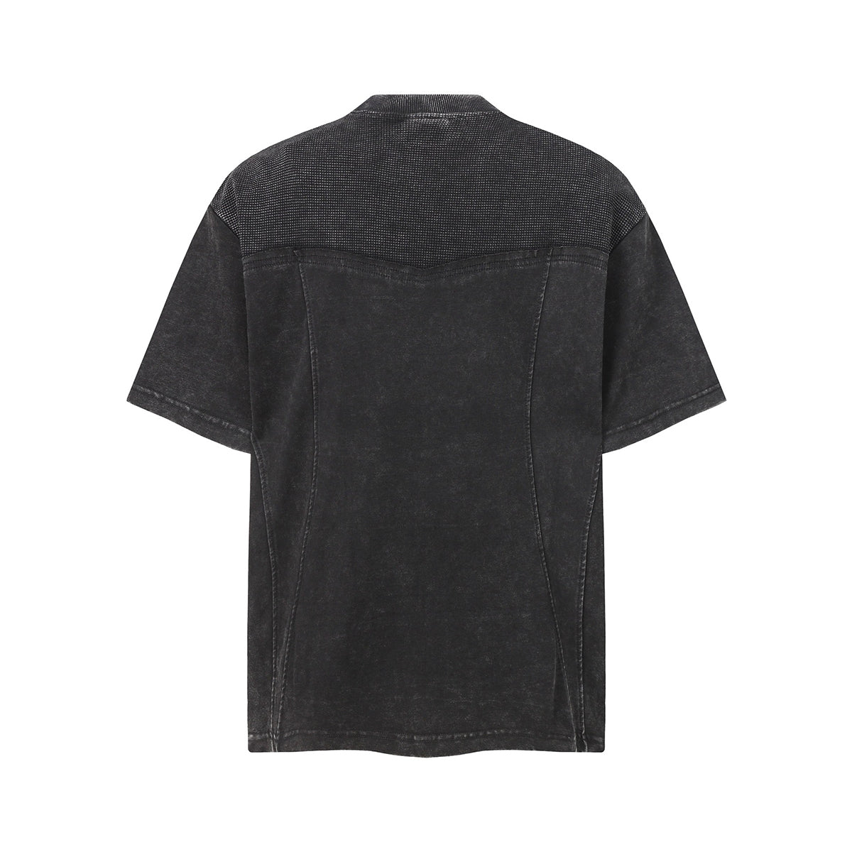 Vintage Washed Short Sleeve Textured Panel Design Tee