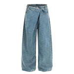 Asymmetrical Wide Leg Modern Light Wash Jeans