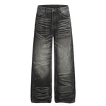 Whisker Fade Distressed High Street Loose Jeans