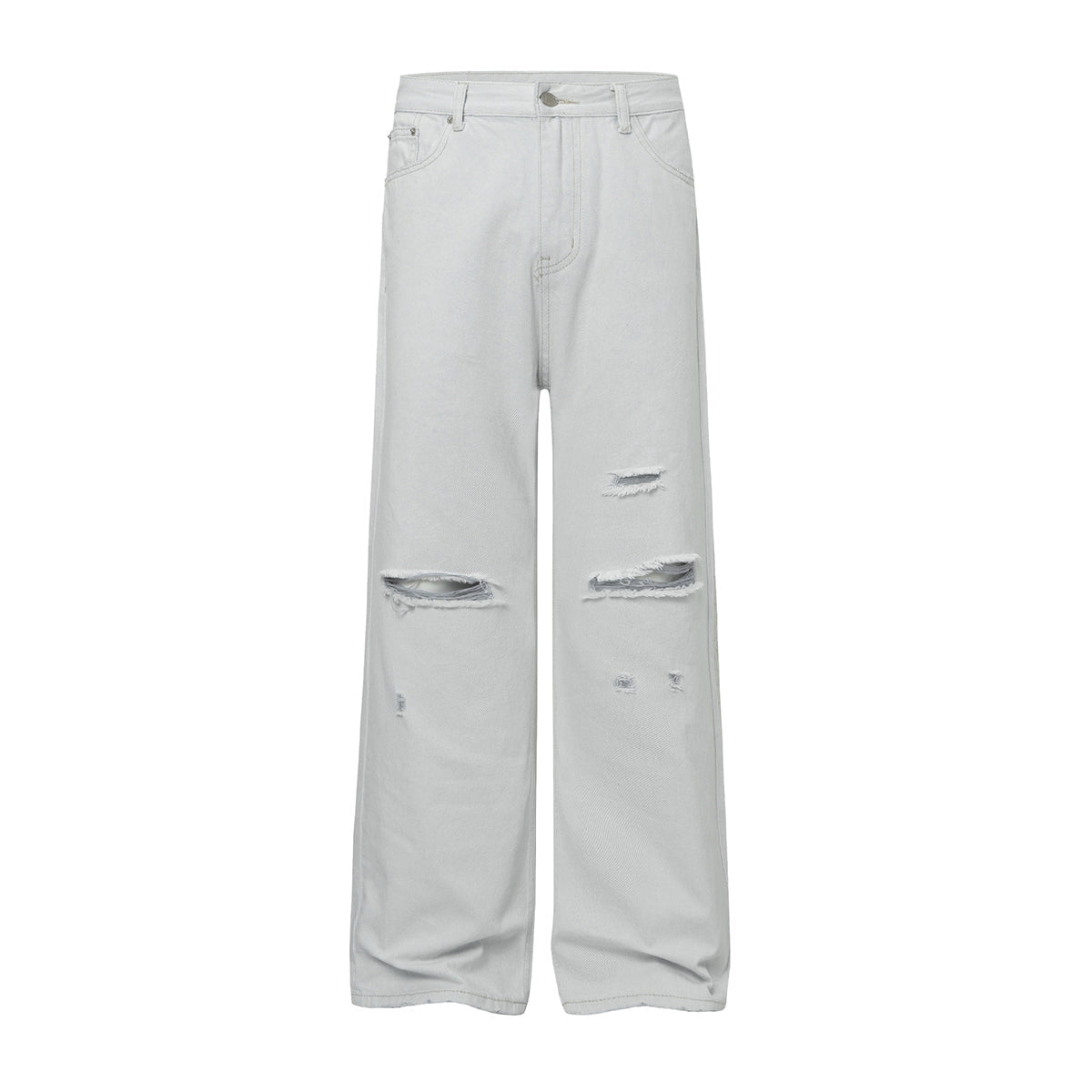 High Street Washed Distressed Wide Leg Flared Jeans