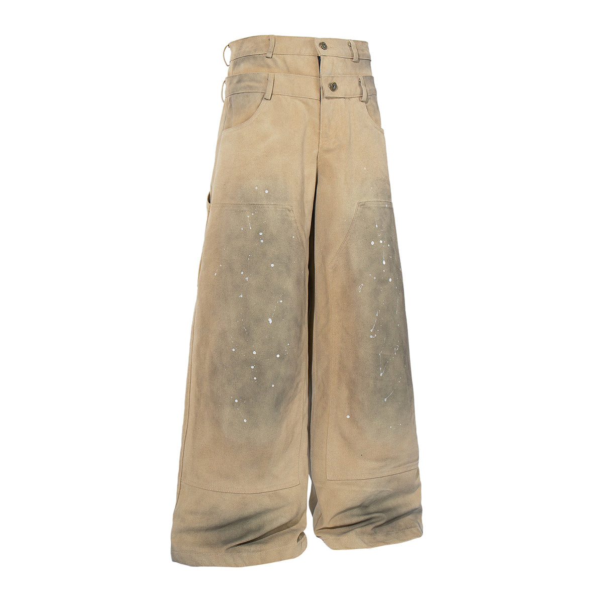 Distressed Detailing Vintage Wide Leg Painter Pants