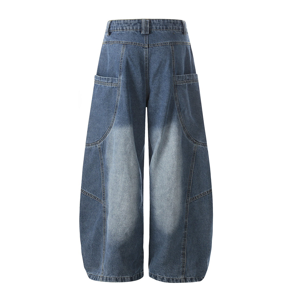 Large Patch Pocket Vintage Washed Wide Leg Denim