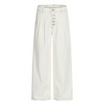 High Waist Wide Leg Button Fly Denim Pants