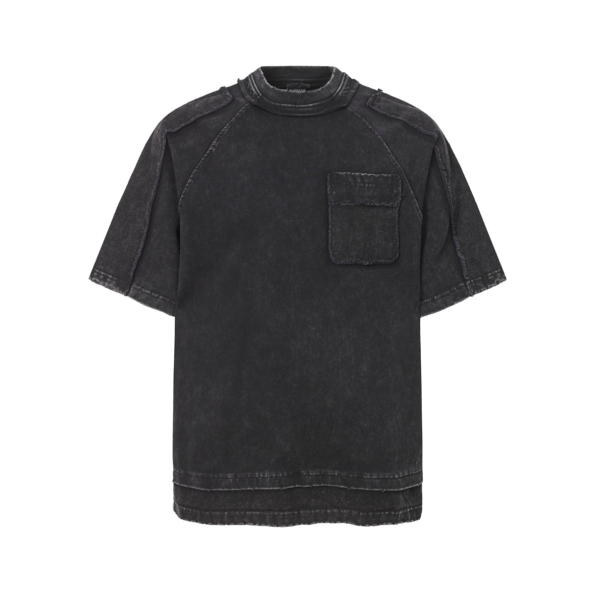 Vintage Washed Patchwork Short Sleeve Chest Pocket Tee