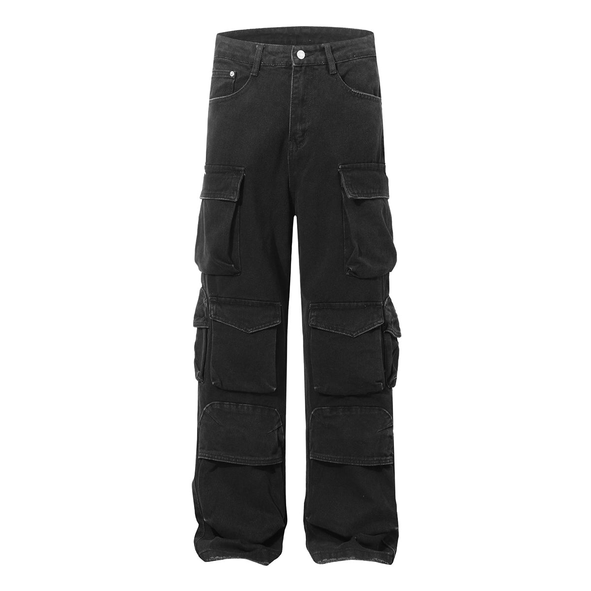 Black Multi Pocket Streetwear Utility Cargo Pants