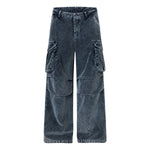 Washed Corduroy Deconstructed Relaxed Cargo Pants