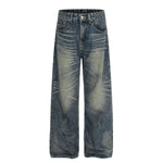 Vintage Dark Wash Faded Wide Denim