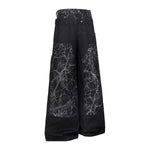 Marble Pattern Panels Black Wide Leg Painter Pants
