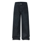 Vintage Washed Leopard Print Relaxed Wide Jeans