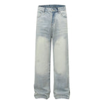 Vintage Light Wash Distressed Straight Leg Relaxed Jeans