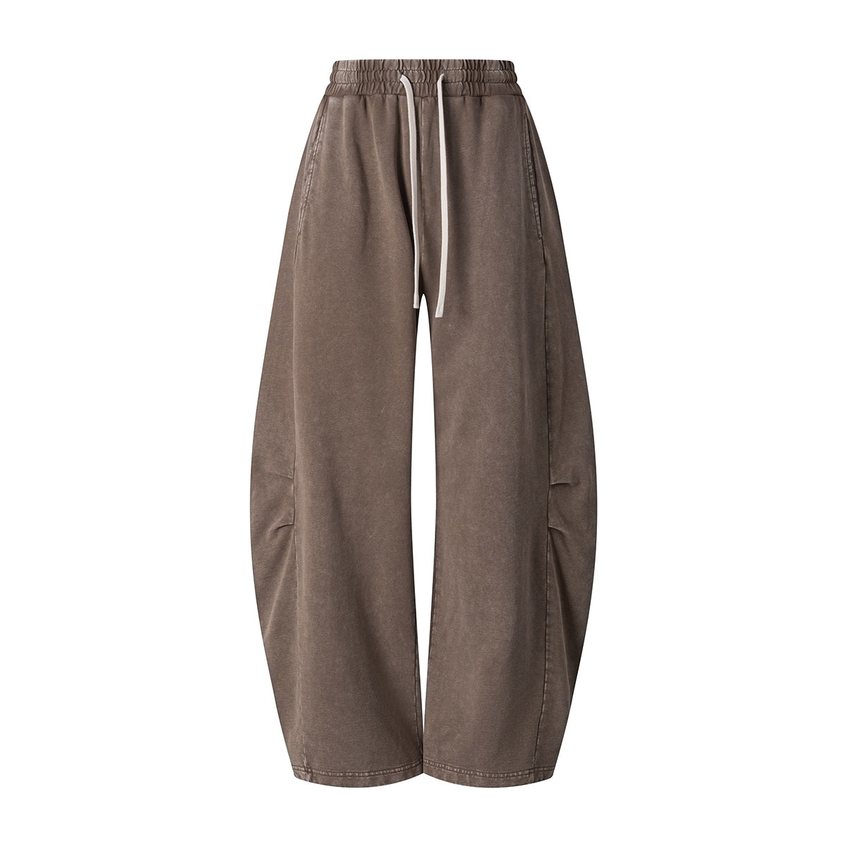 Vintage Washed Curved Panel Wide Drawstring Pants