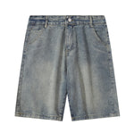 Classic Mid Waist Straight Leg Denim Shorts