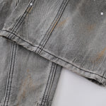 Paint Splatter Panel Stitching Barrel-Leg Jeans