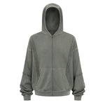 Distressed Vintage Wash Zip Up Hoodie