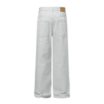 High Street Washed Distressed Wide Leg Flared Jeans