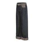 Raw Wide Leg Contrast Cuffed Jeans