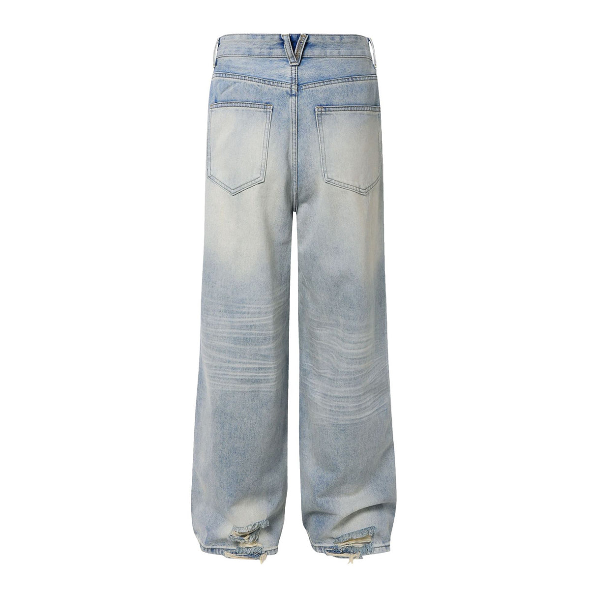 Vintage Light Wash Wide Leg High Street Casual Denim