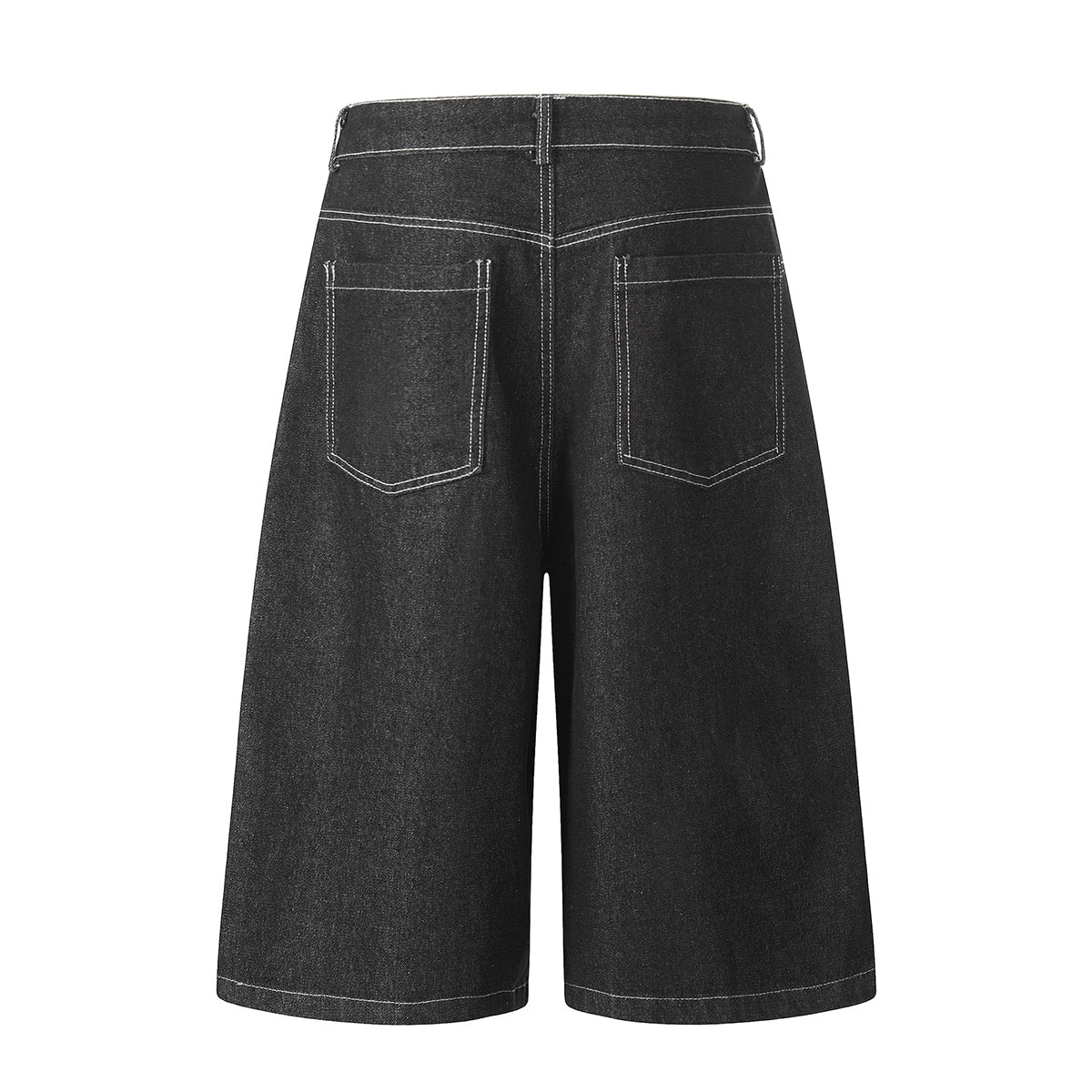 Flame Print Black Wide Leg Denim Shorts