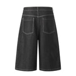 Flame Print Black Wide Leg Denim Shorts