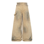 Distressed Detailing Vintage Wide Leg Painter Pants