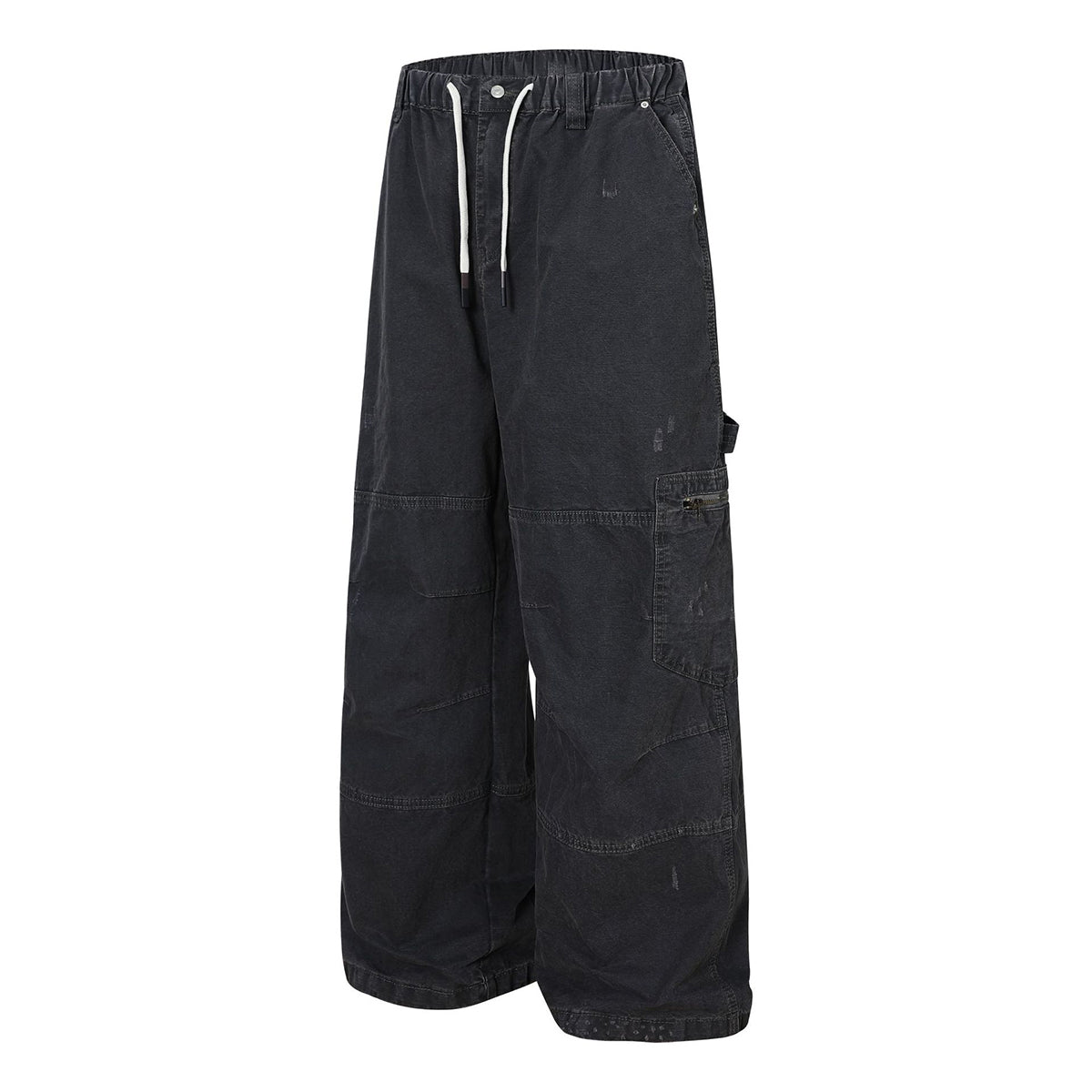 Washed Solid Deconstructed Relaxed Stretch Cargo Pants