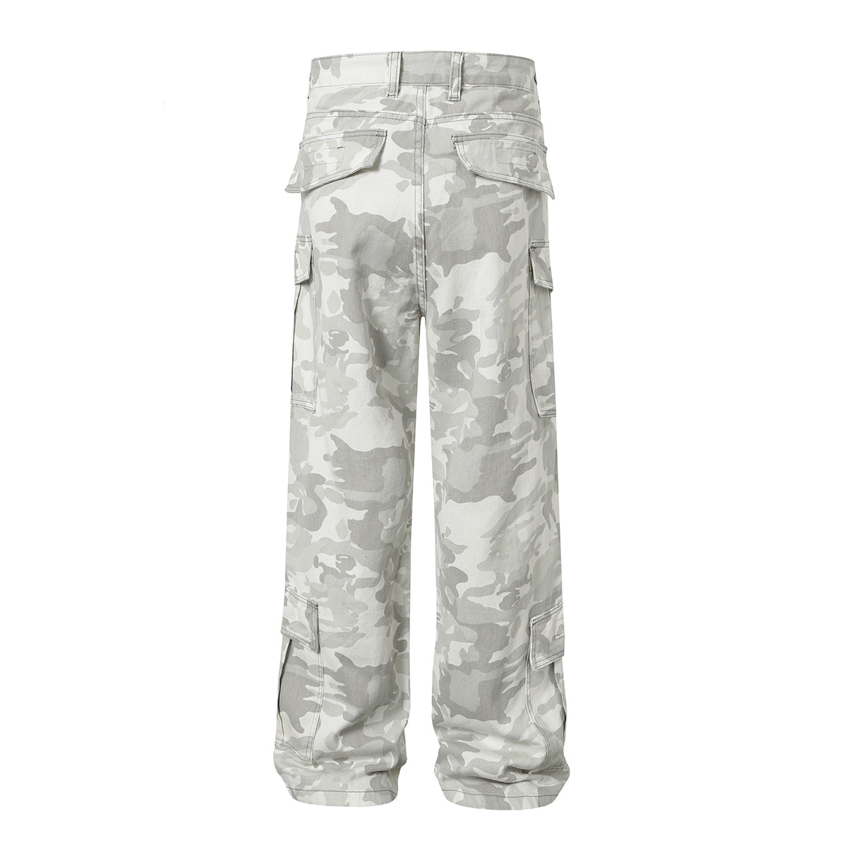 Snow Camo Combat Multi Pocket Wide Leg Cargo Pants