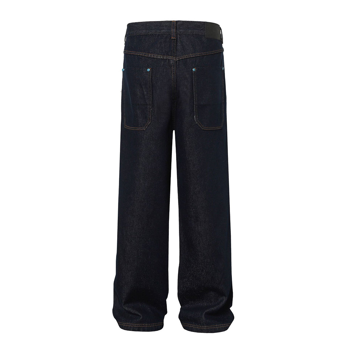 Raw Denim Straight-Leg Jeans High-Street Turquoise Accent