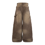 Reinforced Stitching Brown Vintage Wide Leg Painter Pants