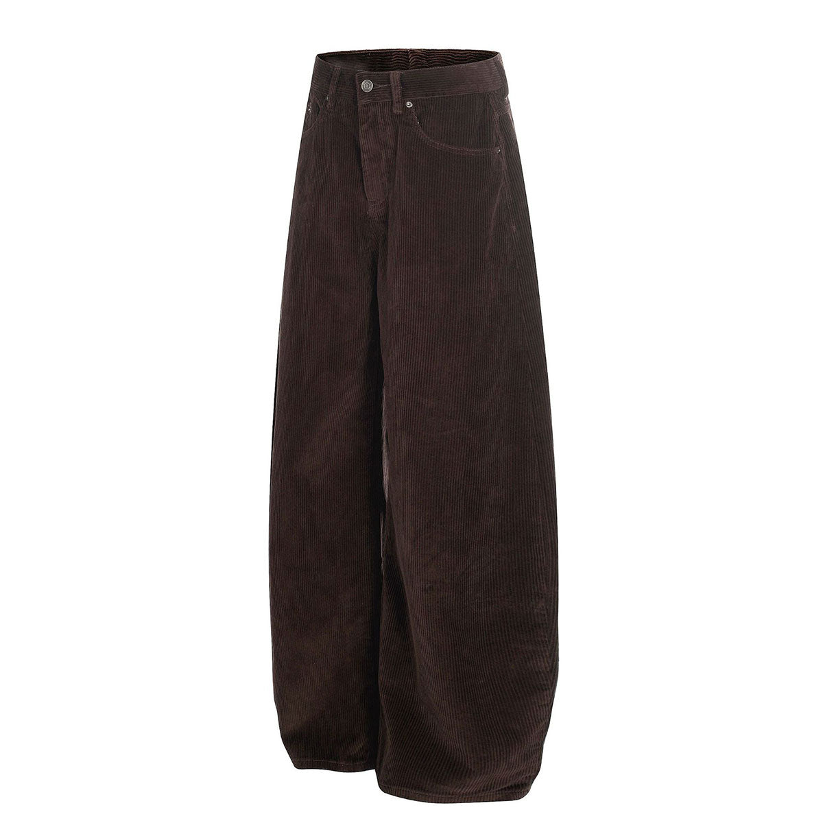 Dark Brown Wide Leg Relaxed Corduroy Pants