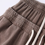 Double Waistband Snow Washed Distressed Shorts