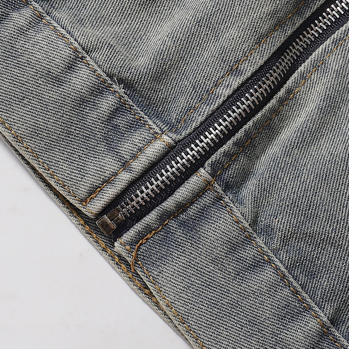 Contrast Stripe Washed Denim Baggy Jacket