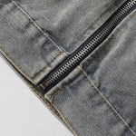 Contrast Stripe Washed Denim Baggy Jacket