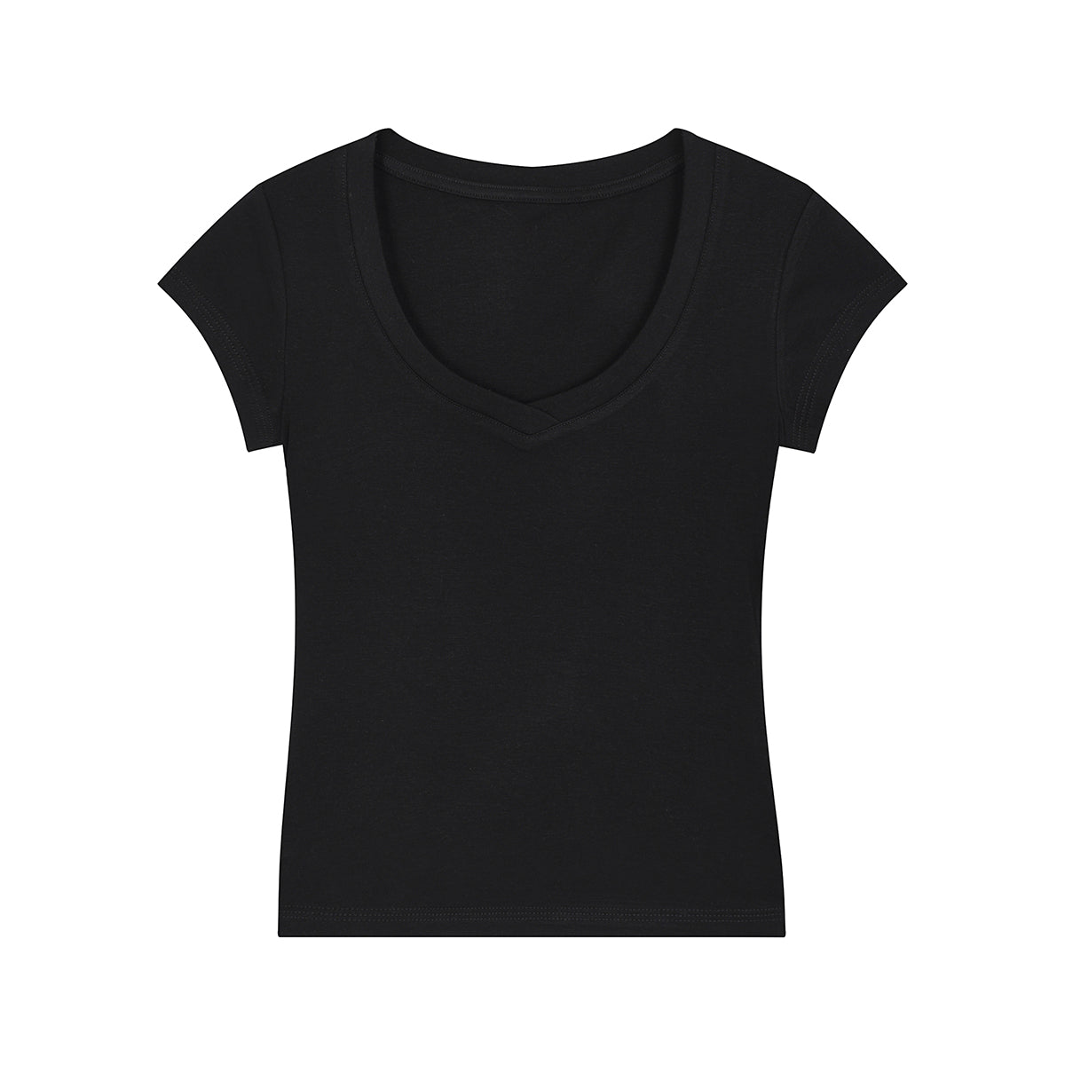 Solid-Color V-Neck Cotton T-Shirt 215gsm