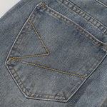 Wide Leg Pinstripe Detail Denim Jeans