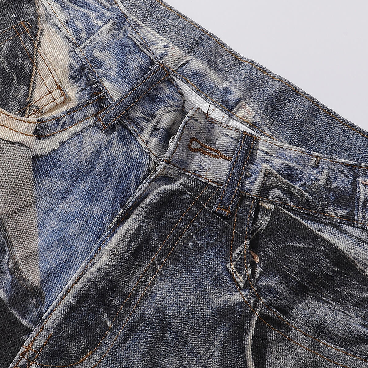 Unisex Streetwear Printed Baggy Jeans