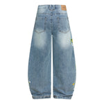 Vintage Slub Embroidered Curved Blade Relaxed Jeans