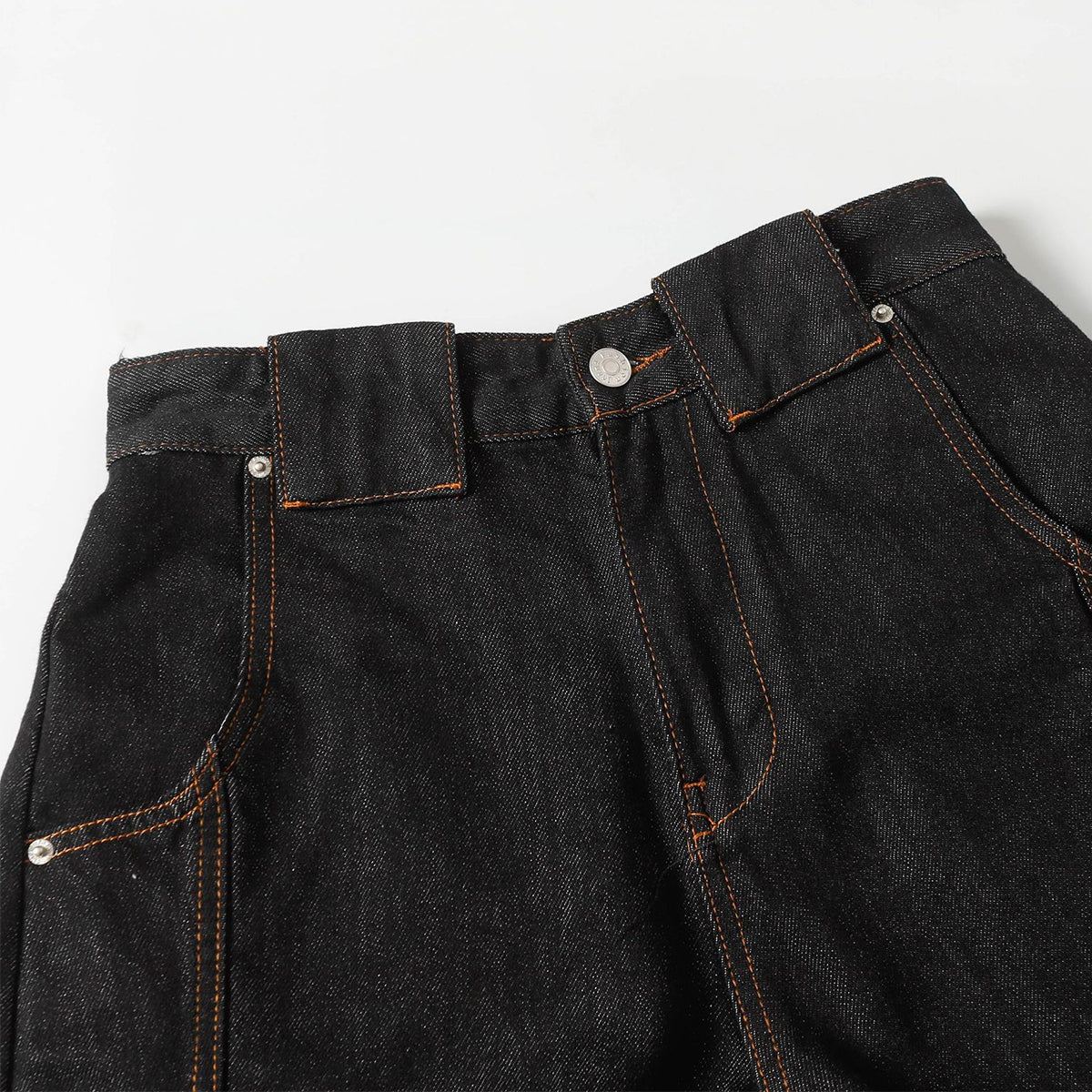 High Street Vintage Washed Raw Denim Wide Leg Curved Jeans