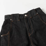 High Street Vintage Washed Raw Denim Wide Leg Curved Jeans