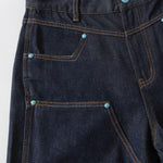 Raw Denim Straight-Leg Jeans High-Street Turquoise Accent