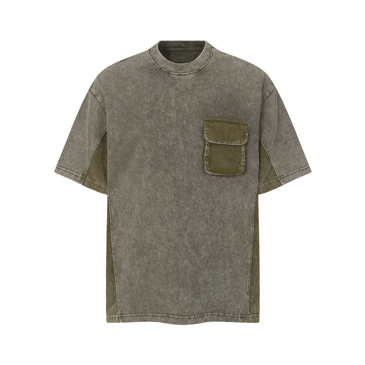 Streetwear Inspired Color Blocked Washed Casual Cotton Tee