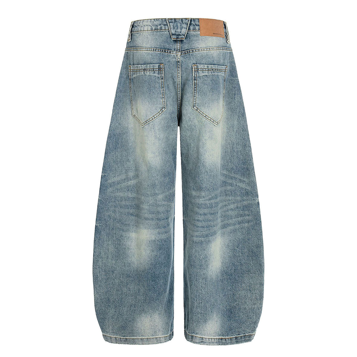 Distressed Wide Leg Gold Closure Denim