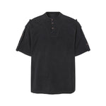 Button Shoulder Detail Vintage Washed Short Sleeve Tee