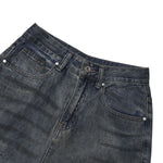 High Street Vintage Washed Raw Denim Wide Leg Ripped Patchwork Jeans